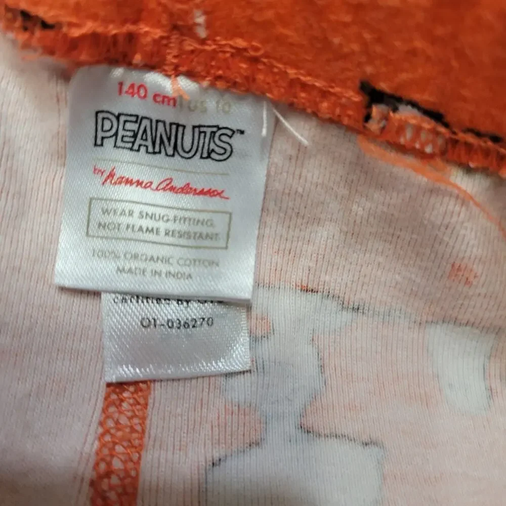 Hanna Andersson Long John PJ Pant 10 Orange Snoopy Halloween Pumpkin Organic 140